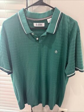 Original Penguin Teal Green Polo with Contrast Trim